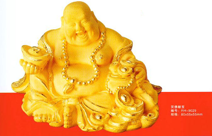 絨沙金工藝品 笑佛獻(xiàn)寶