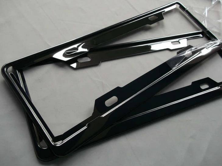 供應黑鈦不銹鋼車牌框 新交規車牌架 鏡面牌照框 汽車牌照架