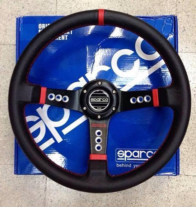 新款 sparco方向盤 14英寸真皮/PVC方向盤 賽車改裝方向盤