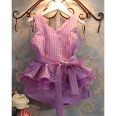 多可愛 碎格飛邊下擺小香風(fēng)超有型質(zhì)感套裝童裝夏裝女童新款代理