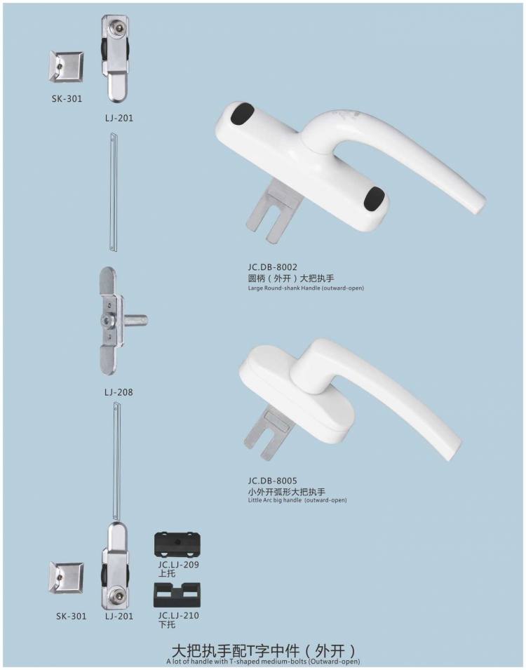 大把執(zhí)手配T字中件（外開）