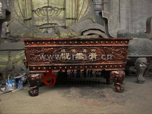 鑄鐵象腳平口香爐