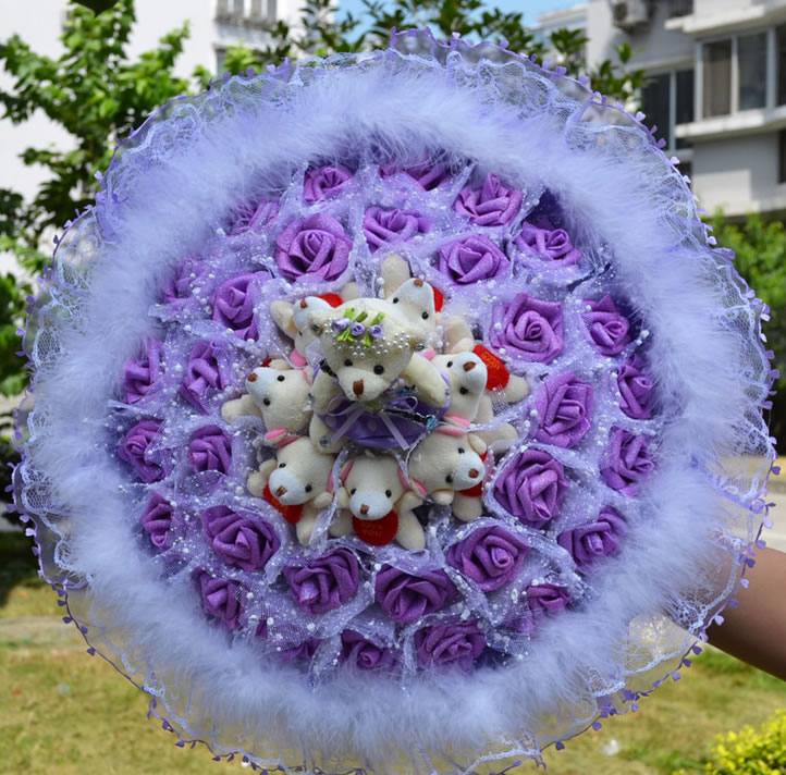 熱賣卡通花束 7愛心熊 情人節新奇特禮物 仿真花婚慶用品批發D56