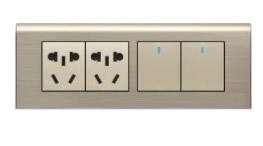 10A250V二位雙控點開關帶二位五孔