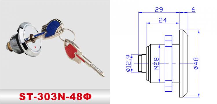 ST-303N-48Φ 險(xiǎn)箱鎖、防盜鎖、通道鎖