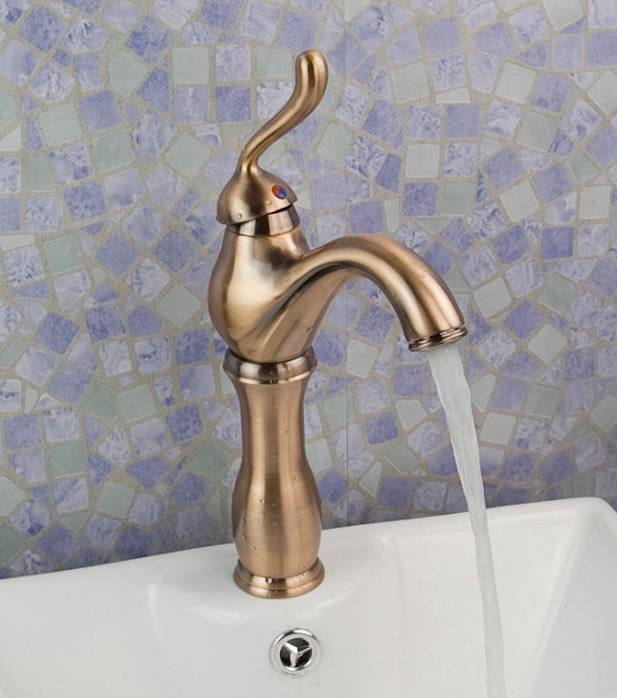 全銅仿古水龍頭面盆冷熱歐式衛浴臺上盆洗臉盆加高龍頭