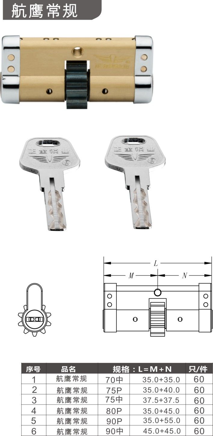 航鷹常規（MS005) 防盜門鎖芯