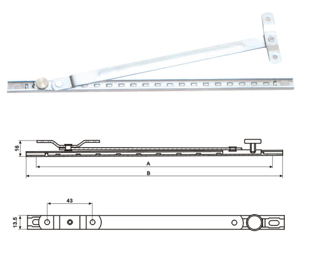 二連桿風(fēng)撐13.5寬（不銹鋼） 門窗五金 門窗配件