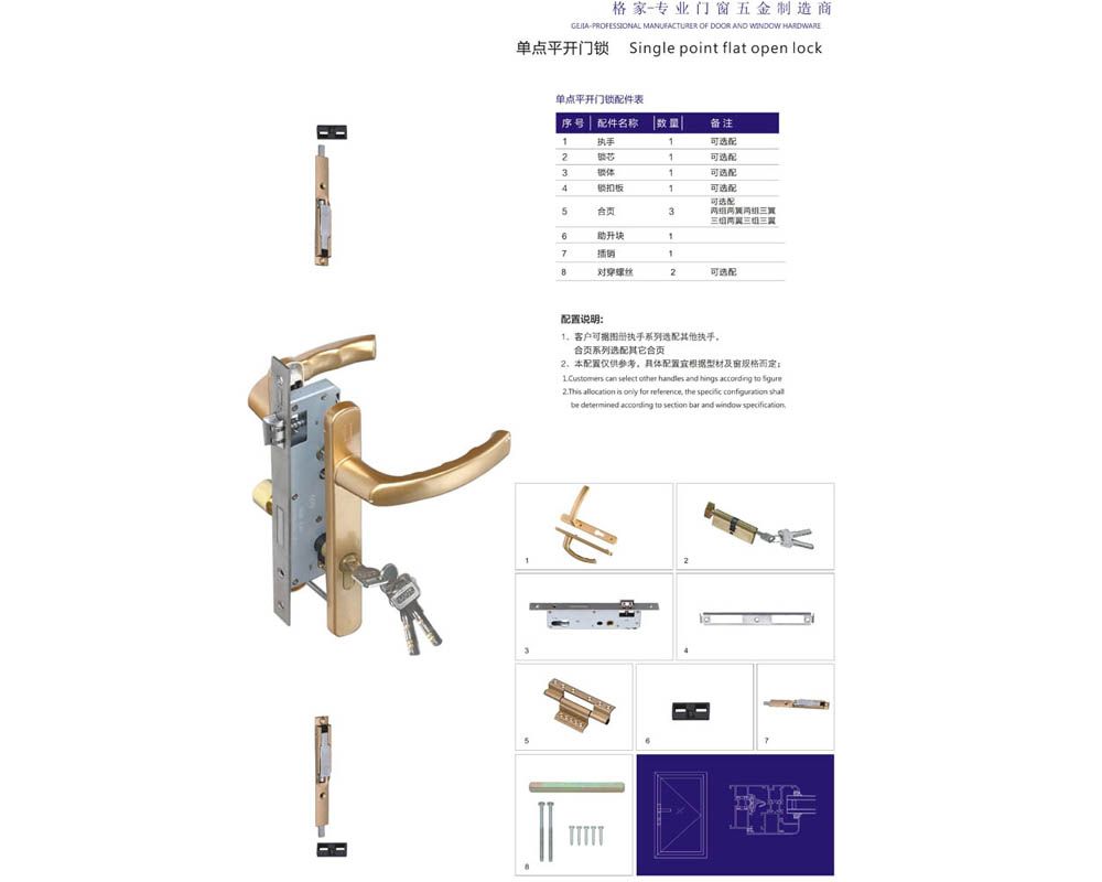 單點平開門鎖 門窗配件