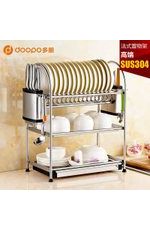 不銹鋼碗碟架 廚房置物架放碗盤(pán)晾碗架雙層收納用品瀝水碗架