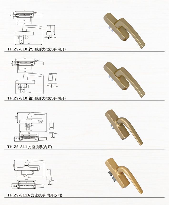TH.ZS-810(鋅), TH.ZS-810(鋁), TH.ZS-811, TH.ZS-811A執手