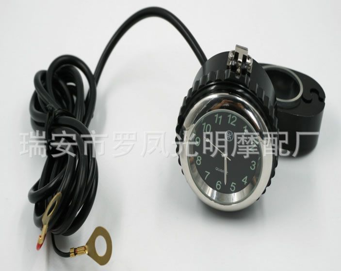 摩托車電動車改裝龍頭款鏡座款雙USB接口充電器帶手表