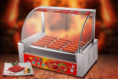 5/7/10管烤腸機 熱狗機雙控溫不銹鋼烤香腸機帶照明可選帶門