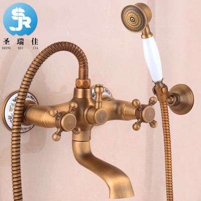 衛(wèi)浴潔具掛件歐式青花瓷復(fù)古花灑龍頭 仿古淋浴水龍頭套裝