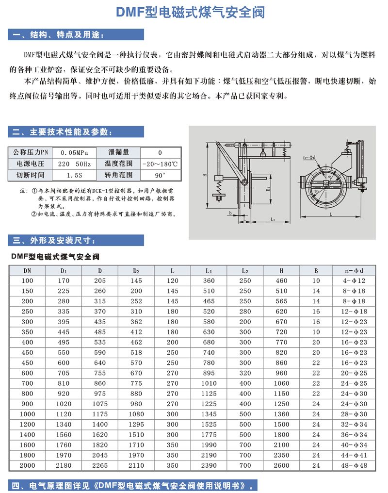 DMF 型 電磁式煤氣安全閥