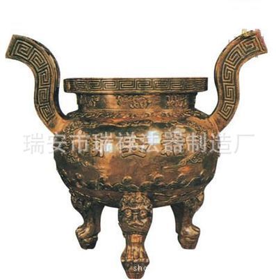 鑄鐵平口圓形香爐 寺廟純銅香爐 宗教仿古法器用品