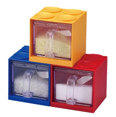 自由組合DIY積木抽屜調味盒 帶勺 按壓式廚房工具調味瓶調味罐