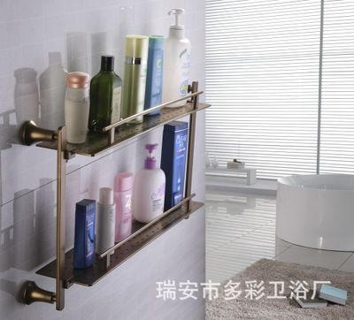 太空鋁彩色浴室 青古銅色雙層置物架