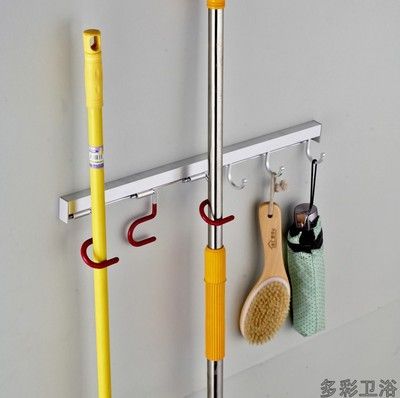 多功能太空鋁抹布拖把架帶掛鉤 3拖3掛