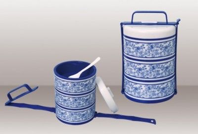 青花飯盒 塑料飯盒 環(huán)保飯盒 青花三層飯盒 青花手提飯盒