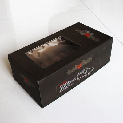 彩印三層瓦楞鞋盒飛機(jī)盒開(kāi)窗包裝盒鞋盒天地蓋開(kāi)天窗盒透明鞋盒