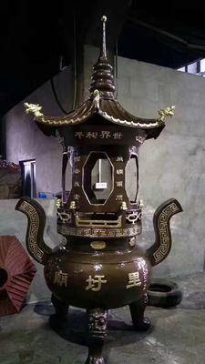 香爐 寶鼎焚經爐 八龍柱帶蓋香爐