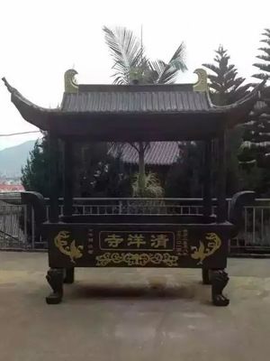 大型寺廟法器 長方形 圓形仿古香爐純銅帶頂平口香爐