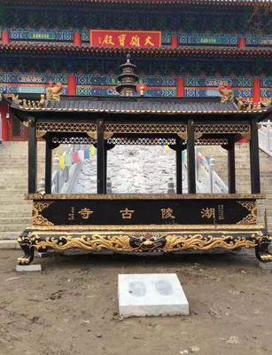 長方形四龍柱香爐景區(qū)宗祠寺院戶外帶蓋寺廟佛道教用品鑄銅鐵香爐