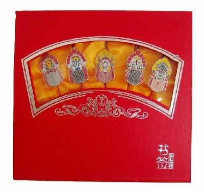 臉譜書簽 金屬書簽 5件套包裝盒 紅色翻蓋禮品盒