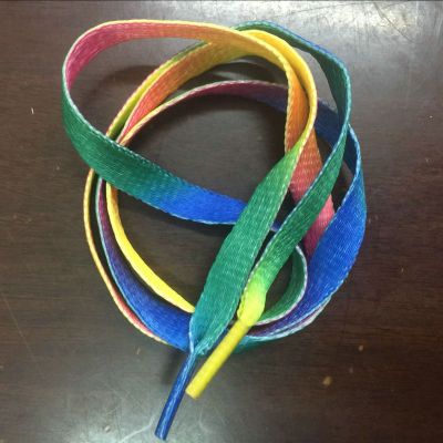 彩色鞋帶包心滌綸繩彩虹腰帶彩色漸變鞋帶 時尚圓鞋帶