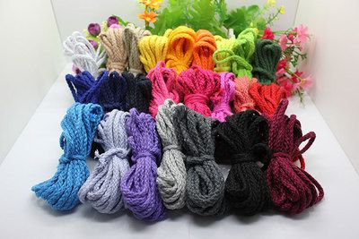 5MM彩色全棉紅黃藍(lán)綠黑紫粉色八股棉繩束口環(huán)保捆綁繩子熒光繩