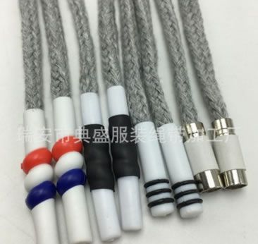 淺灰16股平紋單色空心化纖繩金屬繩頭滌棉褲扁腰繩帽抽繩滌棉鞋帶