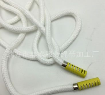 5MM白色實(shí)心滌棉圓褲腰繩字母鏤空繩頭化纖實(shí)心帽抽