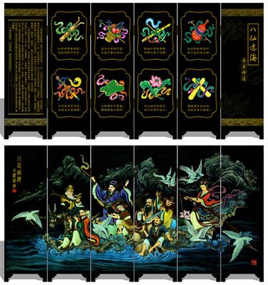 漆器仿古小屏風(fēng) 006 八仙過海 工藝品 外事商務(wù)禮品