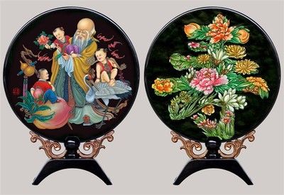 漆器小臺屏 富貴長壽 外事商務禮品 仿古小屏風