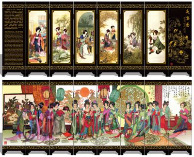 漆器仿古小屏風 045 貴妃夜宴圖 中國特色 外事商務禮品