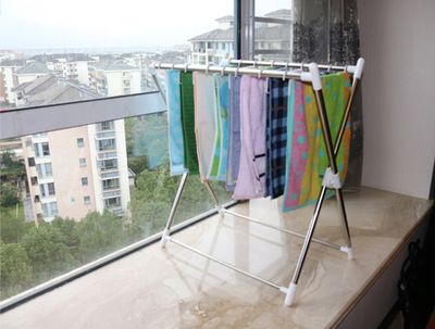 多功能不銹鋼晾衣架 可折疊毛巾架 X型褲架