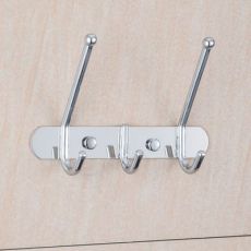 不銹鋼衛浴門后掛衣鉤 鳳尾鋅合金三排掛鉤
