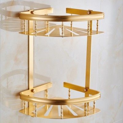 浴室置物架 仿古土豪金衛(wèi)生間置物架 洗手間三角層架 衛(wèi)浴收納架