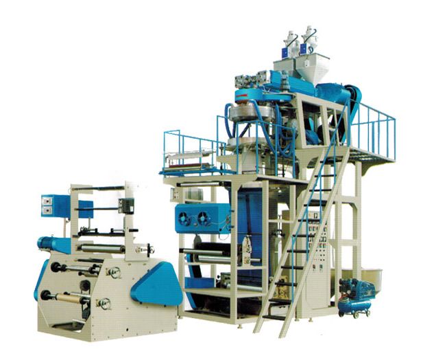 SJ-45x2、50x2、55x2、60x2型 雙層聚丙烯（PP）、低密度聚乙烯（LDPE）、線形低密度聚乙烯（LLDPE）共擠吹膜機組